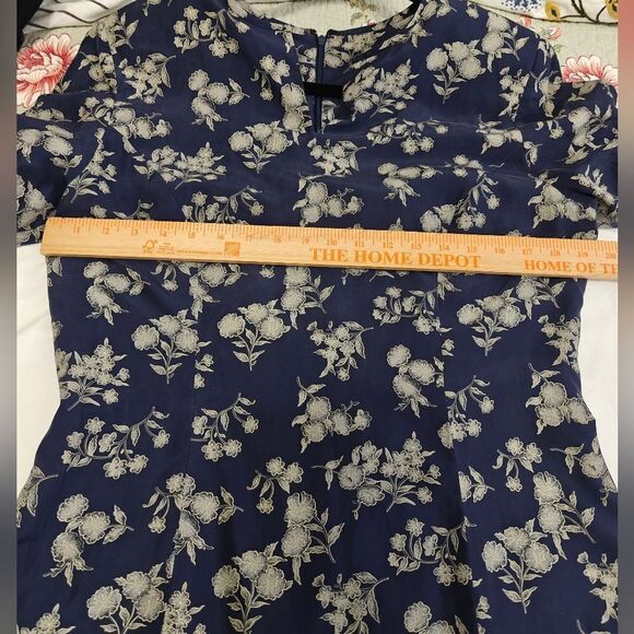 Chaus 100% Silk Blue A-line Midi Dress with Short Sleeves for Casual Wear 12 - Picture 5 of 7